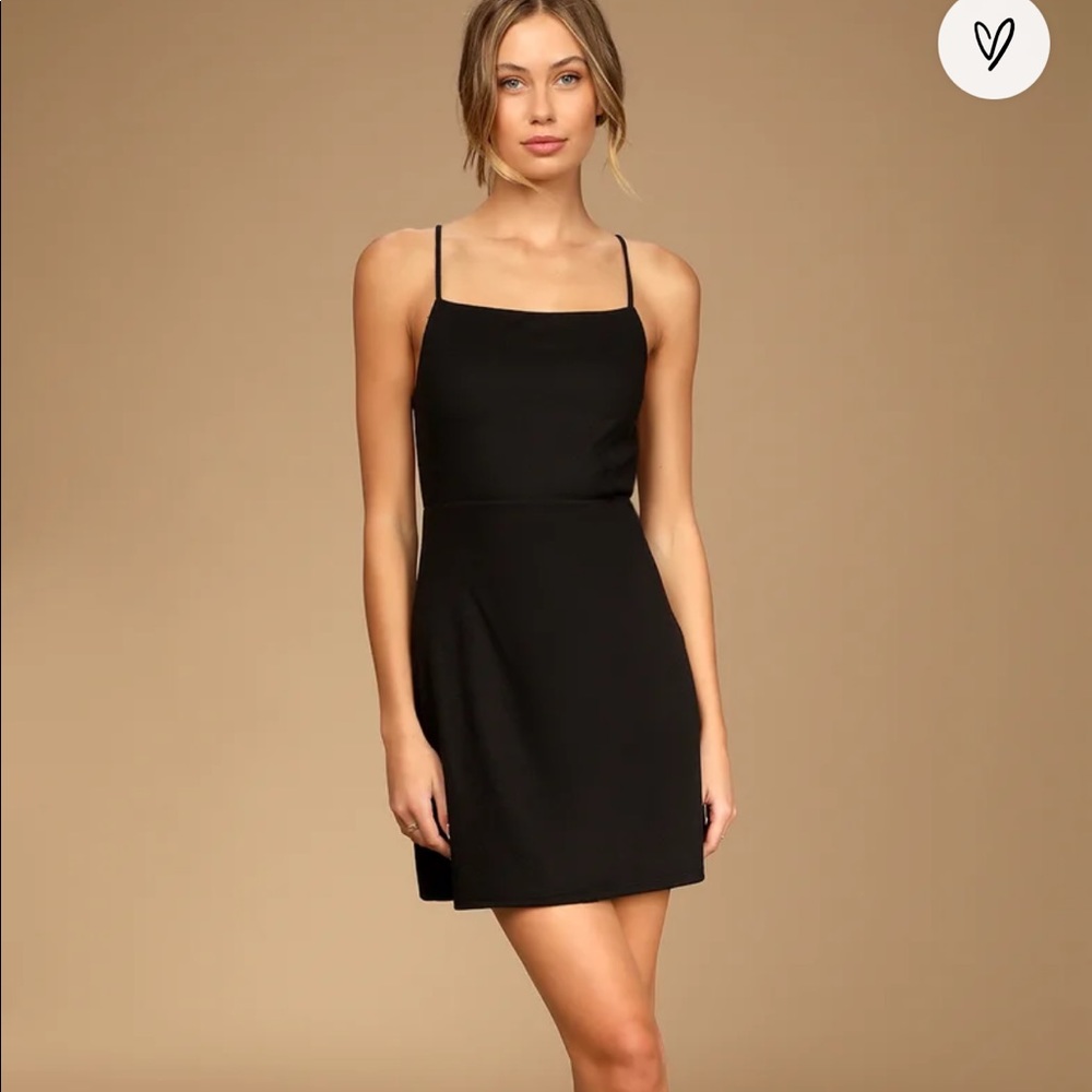 NEW Lulus Touch of Cute Black Ribbed Sleeveless Mini Dress